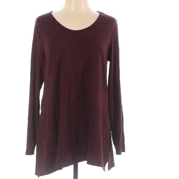 Cut Loose Burgundy Long sleeve Blouse with side slits Large - Picture 1 of 3